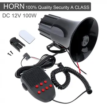 

100W 12V 7 Sound Universal Car Truck Speaker Loud Siren Horn 105db with MIC