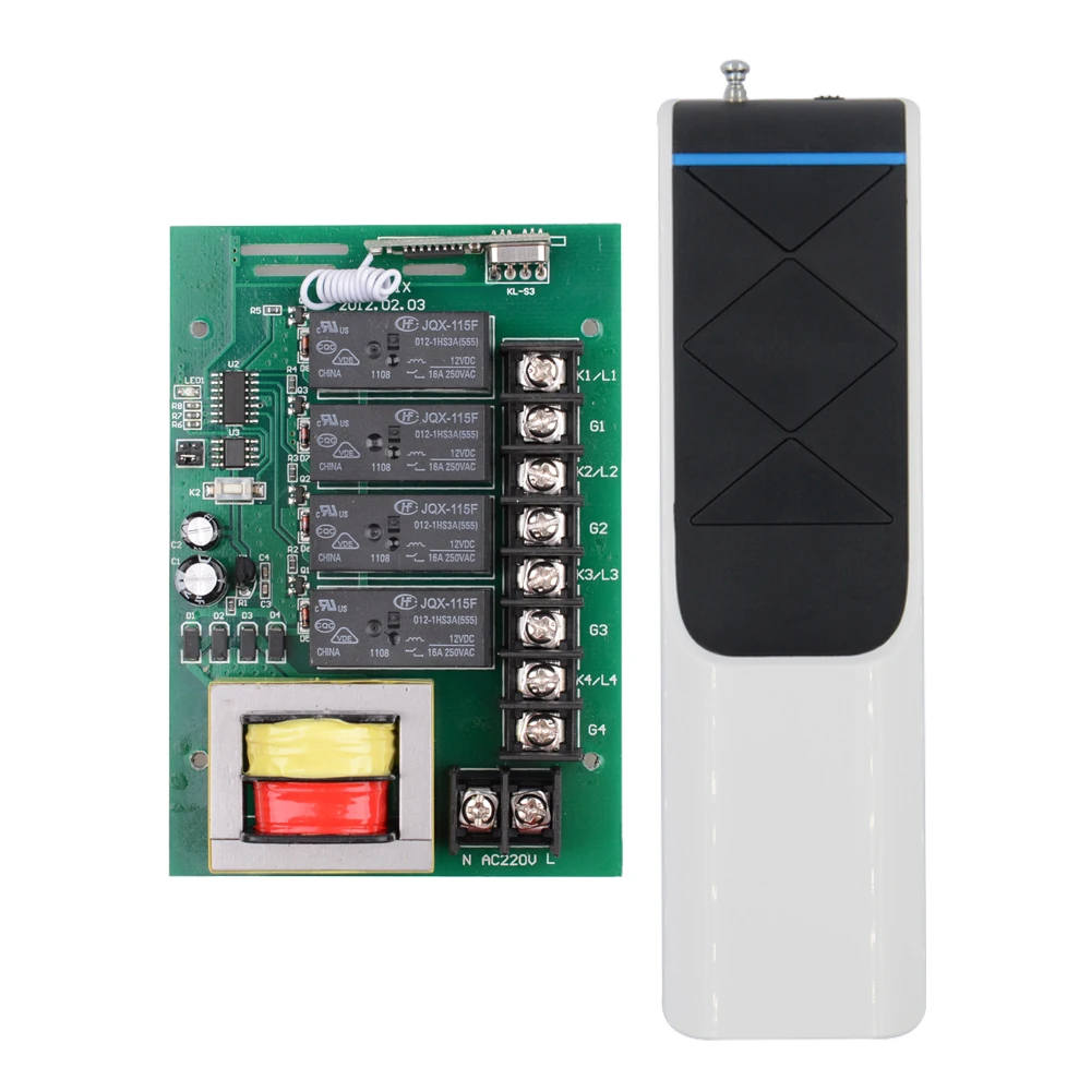 

Input 220V Output 220V IndustrySwitch 4CH 500-3000M Long Distance Transmitter Wireless Remote Control Switch Water Pump Motor