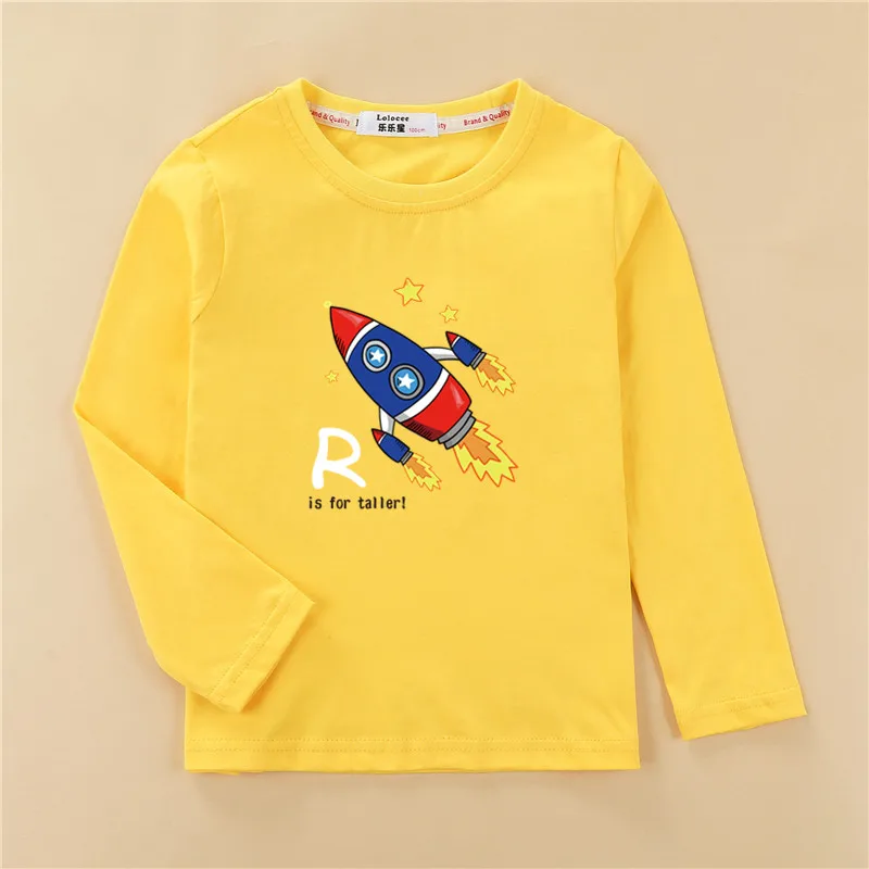 Футболка с рисунком планеты и космоса; детская хлопковая футболка с длинными рукавами; повседневная одежда с круглым вырезом для маленьких мальчиков; топы для мальчиков; модная детская одежда; tshi