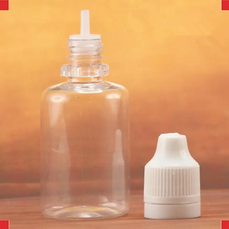 

Hot Sale 2000pcs 30ml PET Clear Plastic Dropper Bottle With Childproof Cap and long fine Tips for E juice, Empty Bottles