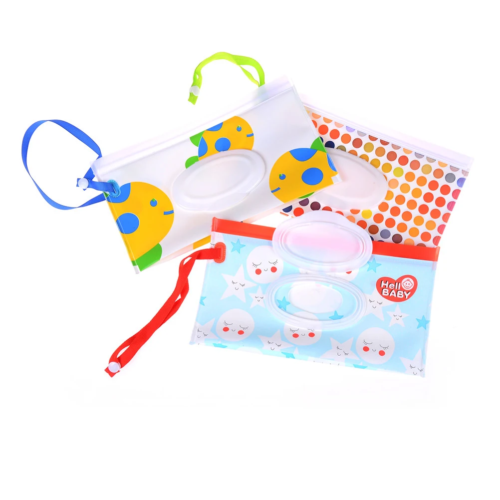 Wet Wipes Bag Clamshell Cosmetic Pouch Clutch and Clean Easy-carry Snap-strap Wipes Container Wipes Carrying Case Eco-friendly