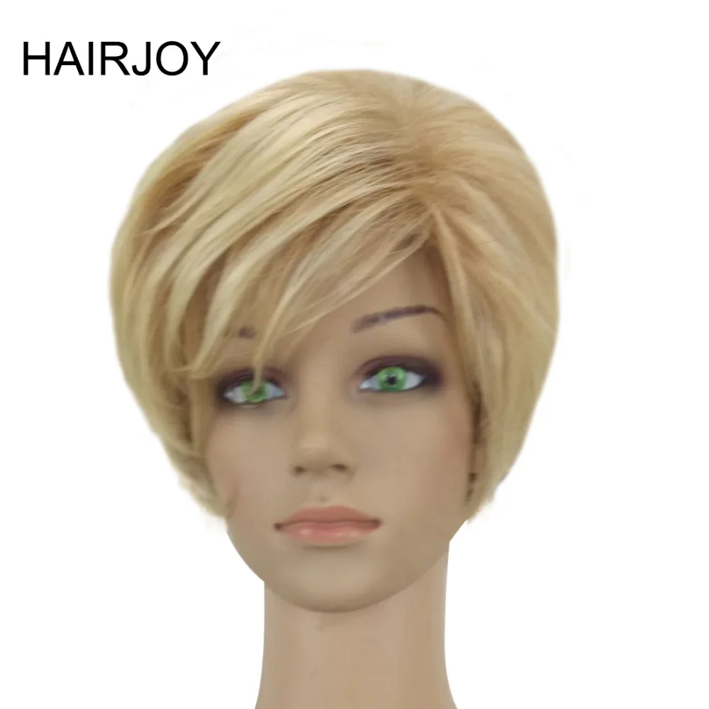

HAIRJOY Woman Shag Blonde Mixed Short Layered Synthetic Straight Hair Wig High Temperature Fiber 2 Color Available Free Shipping