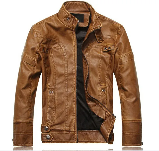 OLN NEW Top Quality Leather Jacket Men Jaqueta De Couro Masculina Mens Leather Jacket And Coat Motorcycle Jacket