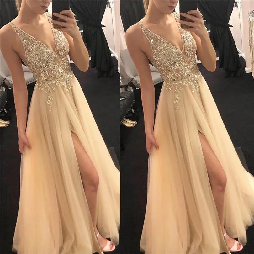 Women Summer Casual Daily Sexy Sling Cross Wedding V-Neck Elegant Party Evening Slim Hollow Lace Dress #4A22 (1)
