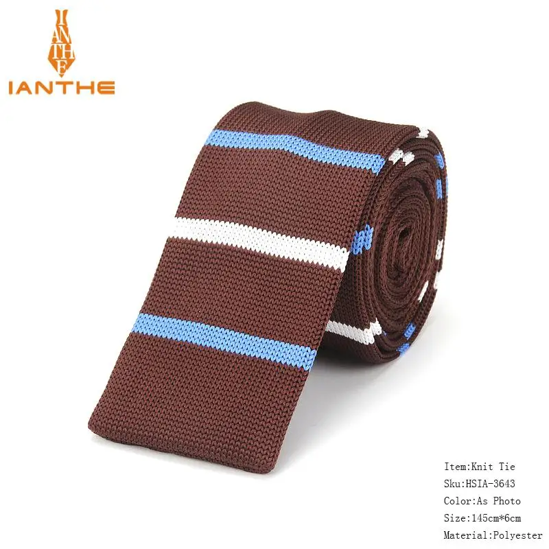 Для мужчин костюмы трикотажный галстук Обычная полоса бренд галстук для Свадебная вечеринка смокинг рубашки тканые тощие Gravatas галстуки трикотажные узкие завязки - Цвет: IA3643