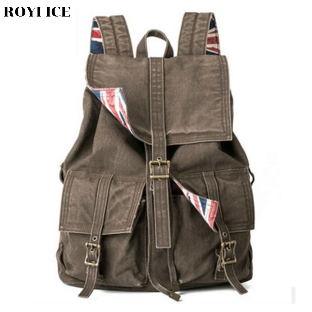

ROYI ICE 2018 New Canvas Men's and Women's Shoulder Bags Fashion Student Bags Big Capacity Hasp Travel Backpacks