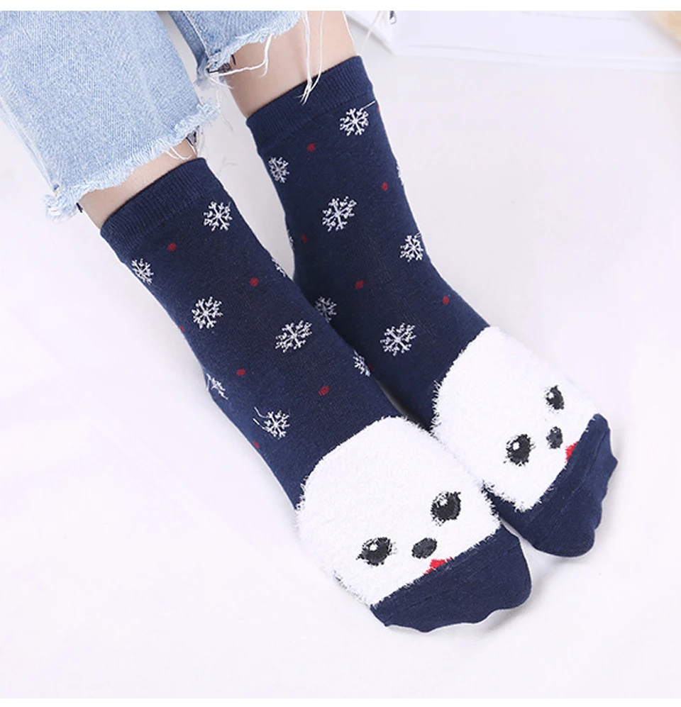 Winter Women Socks Warm Christmas Dog Pattern Cotton Socks Snowflake Comfortable Birthday Gifts Funny Cartoon Shape New Arrivals (11)