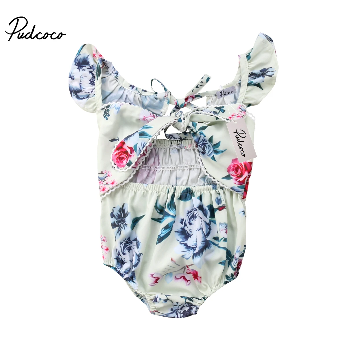 

Floral Ruffled Sleeve Bodysuit Toddler Infant Baby Kids Girl clothes Sunsuit Playsuit Beachwear Summer Children Clothing 0-4T
