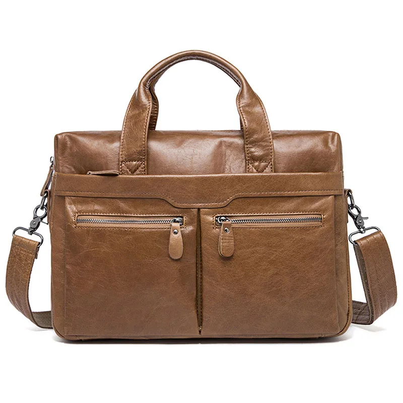 WEIXIER мужской портфель s из натуральной кожи винтажные сумки для ноутбука Портфель Сумка через плечо высокое качество - Цвет: Yellow Brown