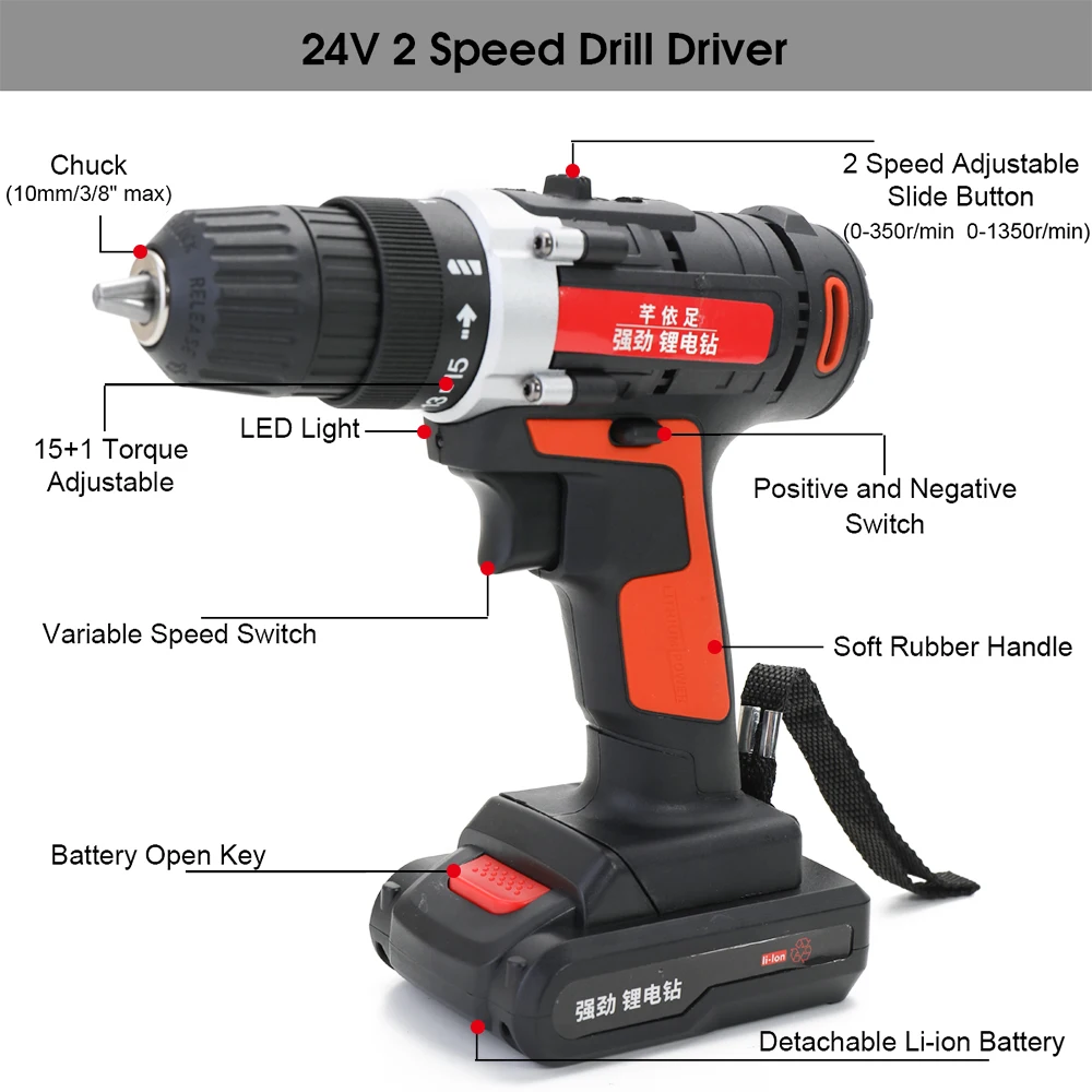 

Professional Mini Cordless Rechargeable Electric Drill Home Ergonomics Design Detachable Lithium Battery Power Impact Drills