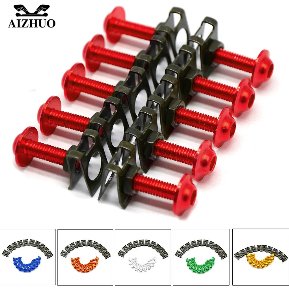 Universal Motorcycle Fairing Bolts 10pcs 6mm Spire Speed Fastener Clips Screw Nuts FOR HONDA CBR929RR CBR600RR CBR954RR CB1000R