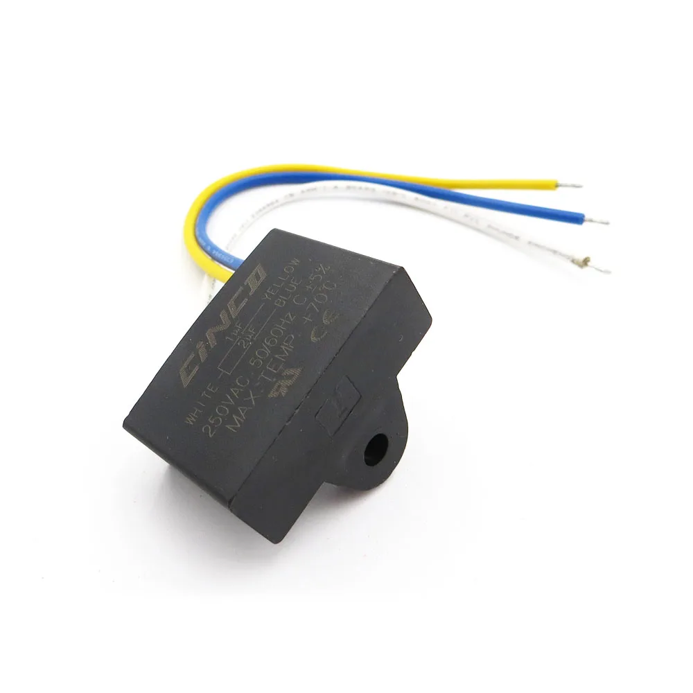 CBB61 1 мкФ + 2 250V 3 провода моторный ходовой конденсатор с алюминиевой крышкой