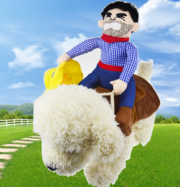 Rider Costume Fancy Dress Funny Horse Cowboy Funny Suit Mount for Dog