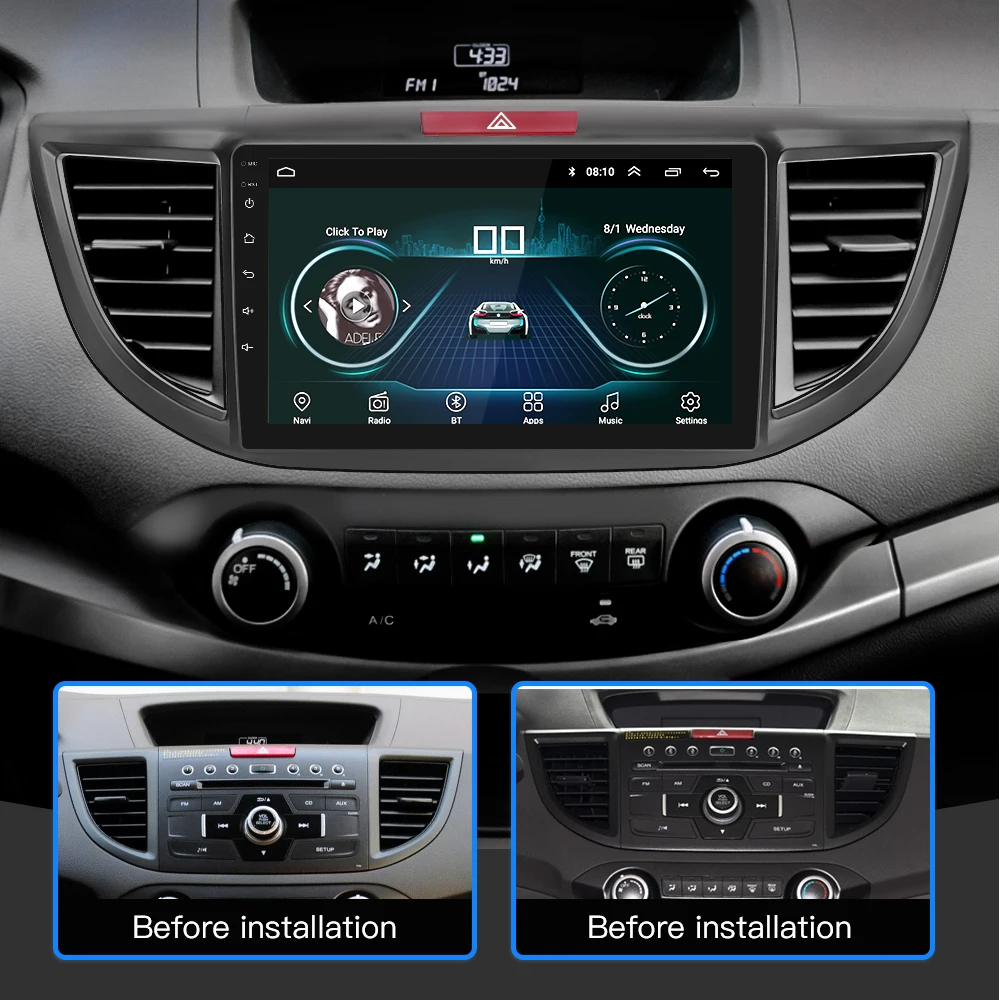 Best Threecar 2 Din Android 8.1 GPS Navigation Car Radio 2G (RAM) + 16G Stereo Multimedia Player For Honda CRV 2012-2015 Car Radio 4