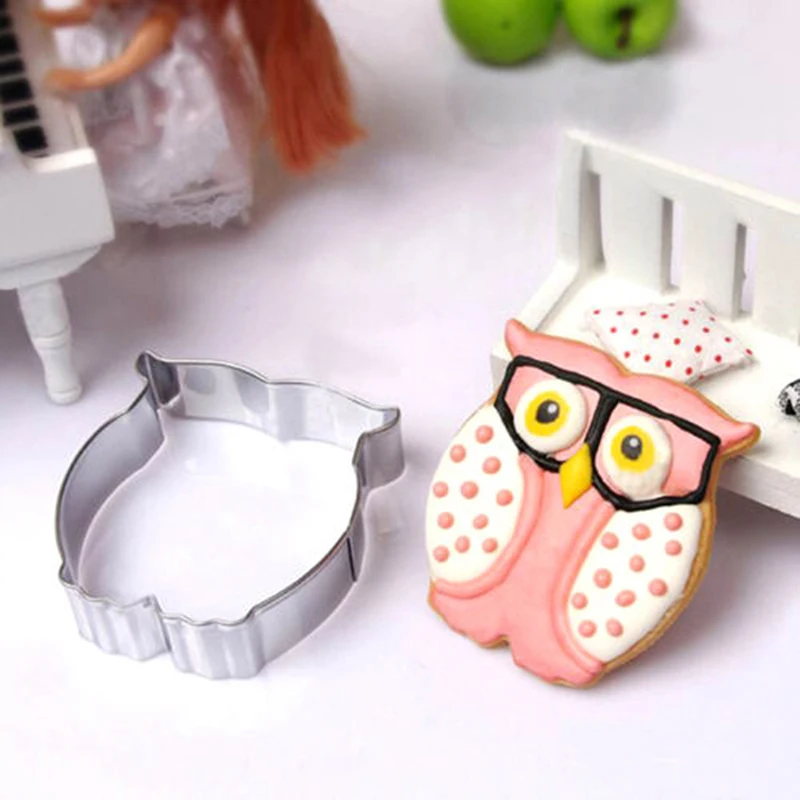 

Durable Silver Stainless Steel Bakery Tools for Cake Cookie Cutters Owl pastry Biscuit Mold DIY Decorating