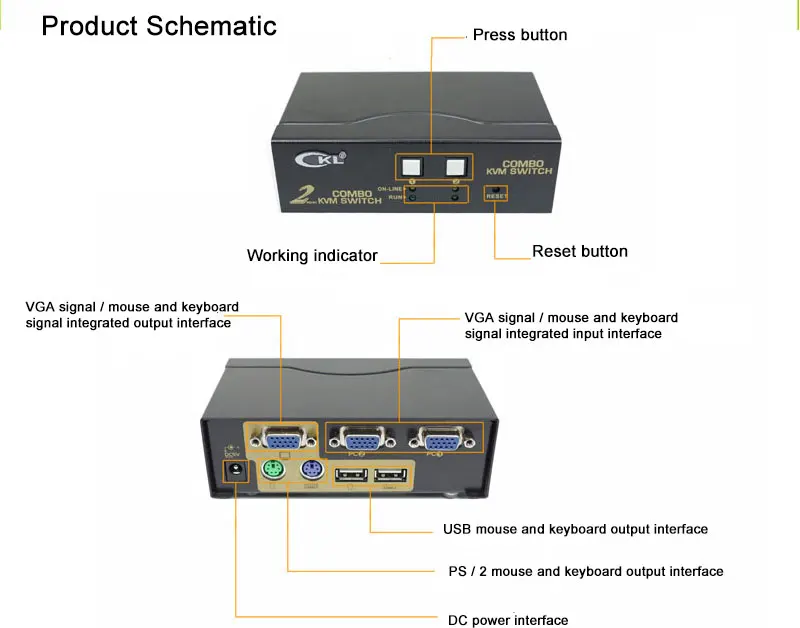 CKL 2 порта USB 2,0 PS/2 VGA KVM переключатель с кабелями Поддержка автоматического сканирования, монитор ПК клавиатура мышь DVR NVR сервер коммутатор CKL-82UP