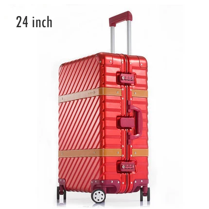 2" 24" 28 дюймов чемодан на колесиках Алюминиевый сплав с замком Жесткая Сторона чемодан на колесиках - Цвет: 24 Red