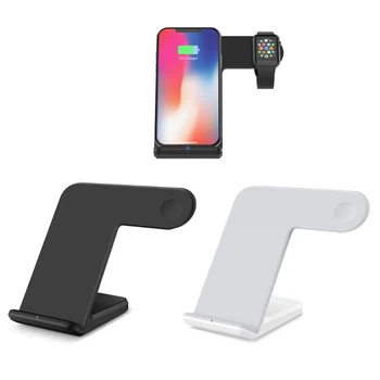 

2in1 10W Qi Wireless Fast Charger Holder Stand for Apple Watch iPhone8 X Samsung