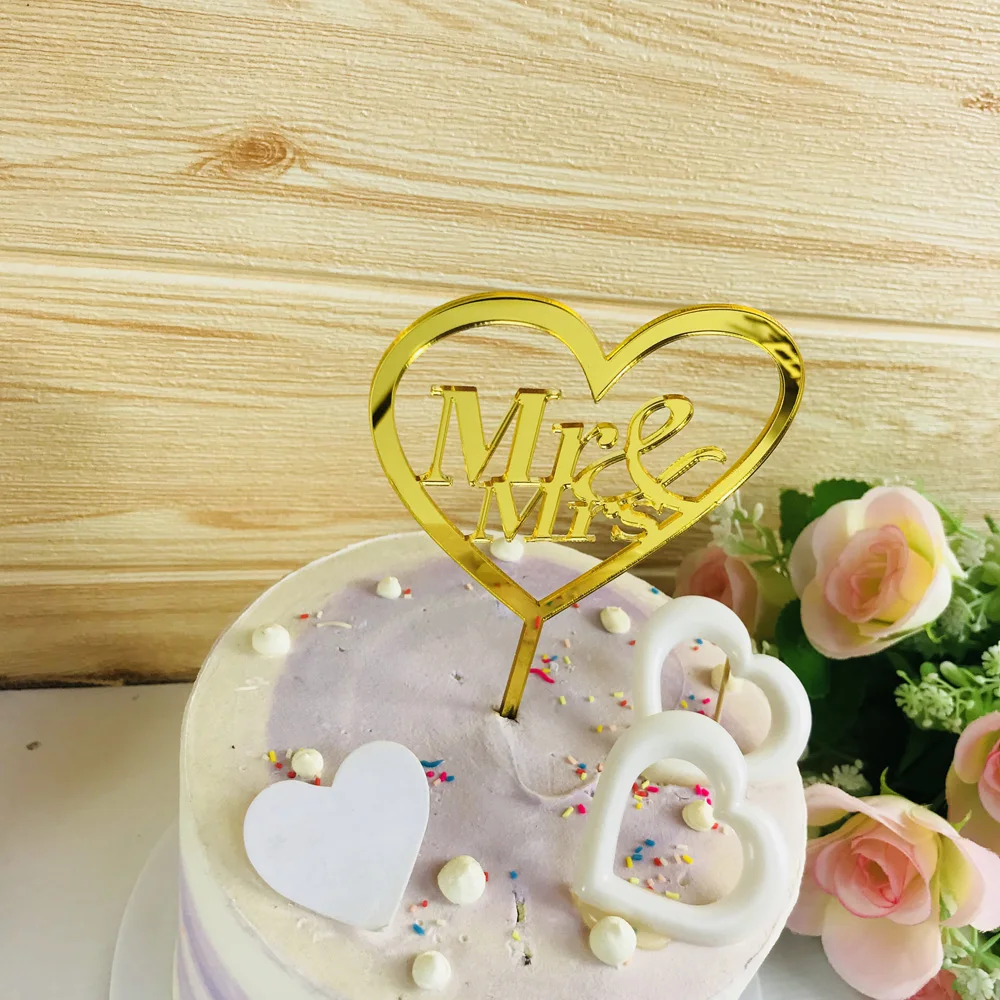 Mr and Mrs with love wedding cake topper, Anniversary and Valentine's Day Cake Topper Decoration Supplies ,Unique Cake Topper (3)