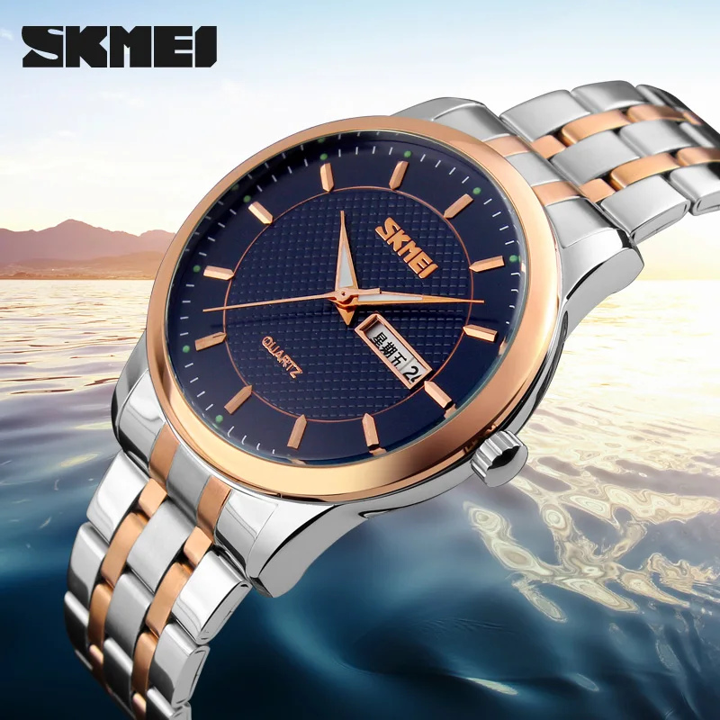

Mens Watches Top Brand Luxury Skmei  Fashion Casua Quartz Watch Men Business Full steel Dive Male Wristwatch Relogio Masculino