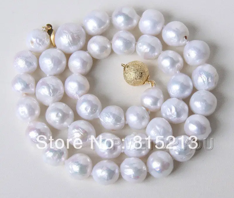 

ddh001028 Charming!! Natural 11mm white metallic luster Reorn keshi pearls necklace