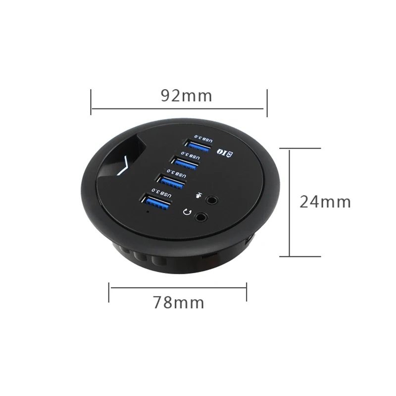 Новейший Esloth 92*78*24 мм USB3.0 концентратор компьютерный стол отверстие сплиттер Поддержка чтения данных Зарядка Расширенный ПК аудио Микрофон интерфейс