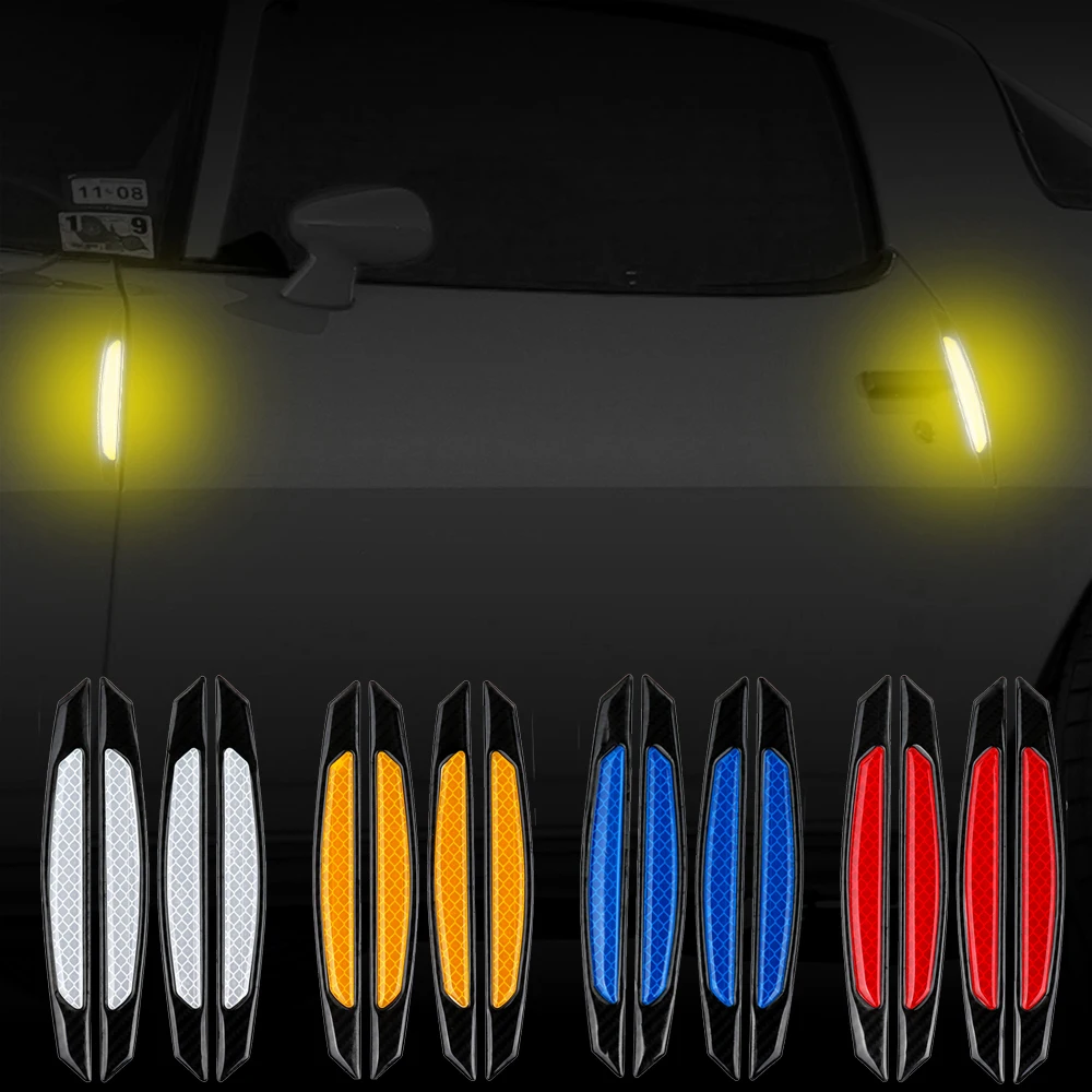 

4 Pieces/pack Car Reflective Strip Anti-collision Warning Safety Mark Car Door Bumper Sticker Auto Side Anti-scratch Strip