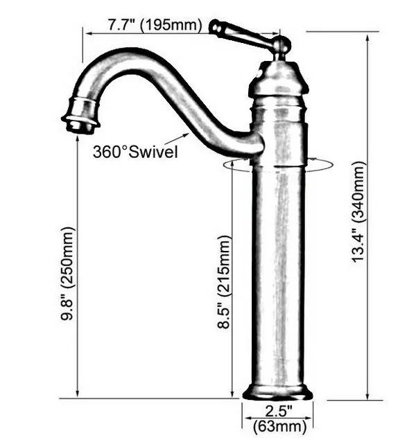 Antique Brass Gooseneck Single Handle Swivel Kitchen Bathroom Sink Basin Faucet Mixer Taps anf215