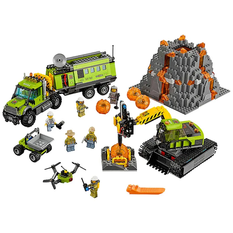 

Legoing City 10641 Volcano Exploration Base 860Pcs Building Blocks Toys for Children Compatible Legoings Citys Car 60124