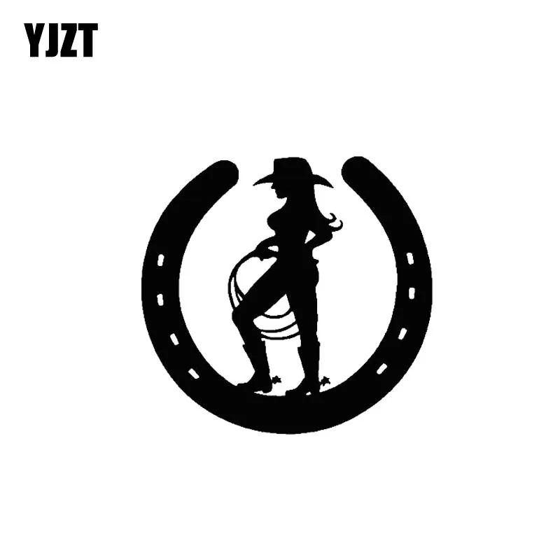 

YJZT 11.2*10.6CM Sexy Cowgirl Lively Fantastic Covering The Body Popular Fashion Design Black/Silver Vinyl Decals C20-0351