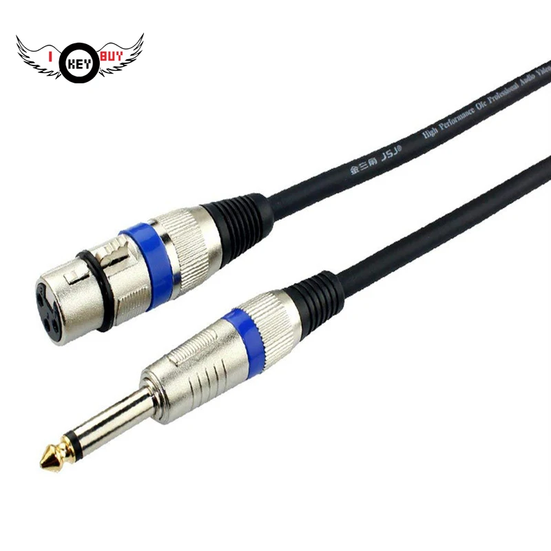 I Key купить 1 м микрофонный кабель XLR Female мм до 6,35 мм моно штекер несбалансированный Межблочный кабель микрофонный шнур
