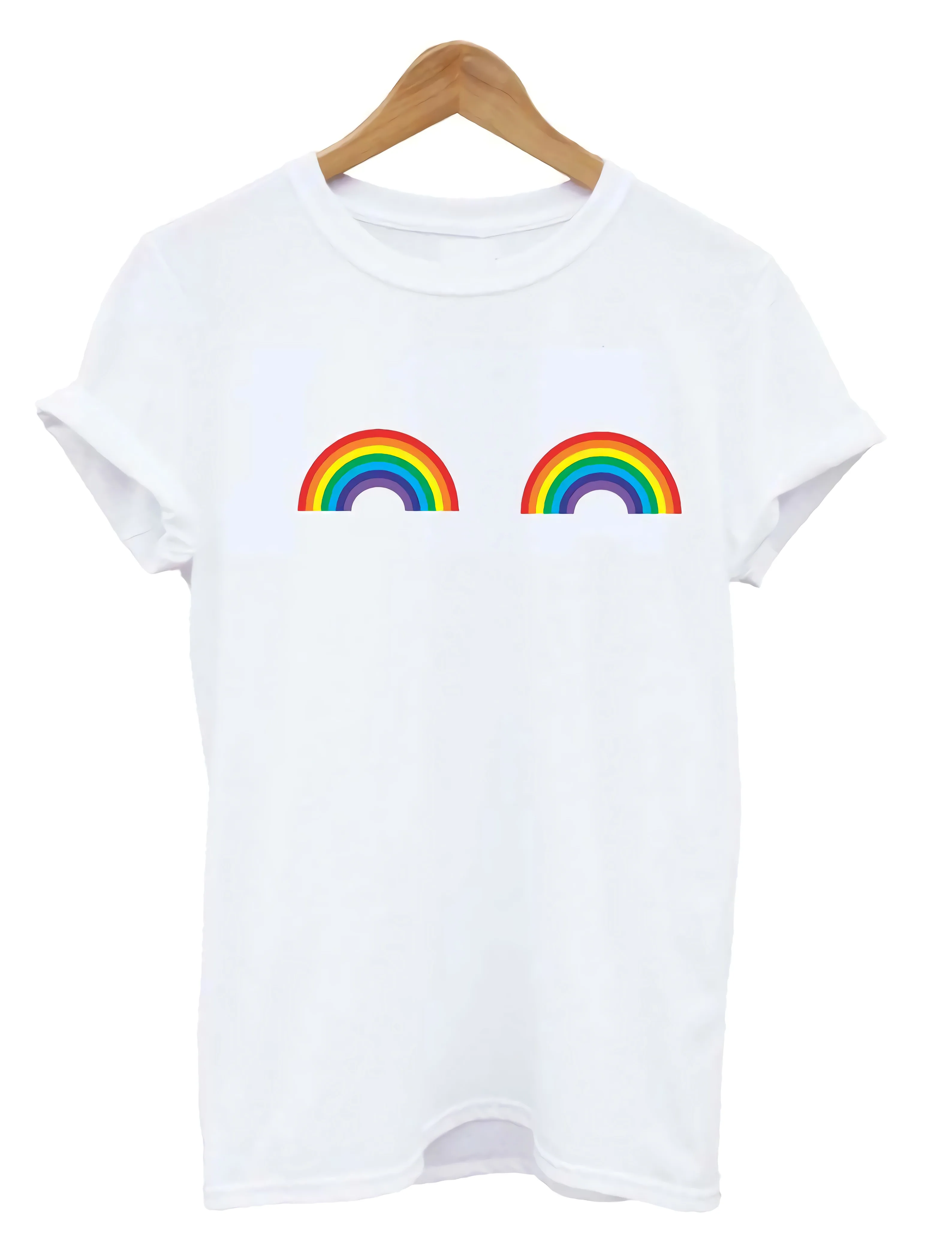

Rainbow gay T-shirt LGBT Pride homosexual love fashion woman Boobs top slogan tee t shirt