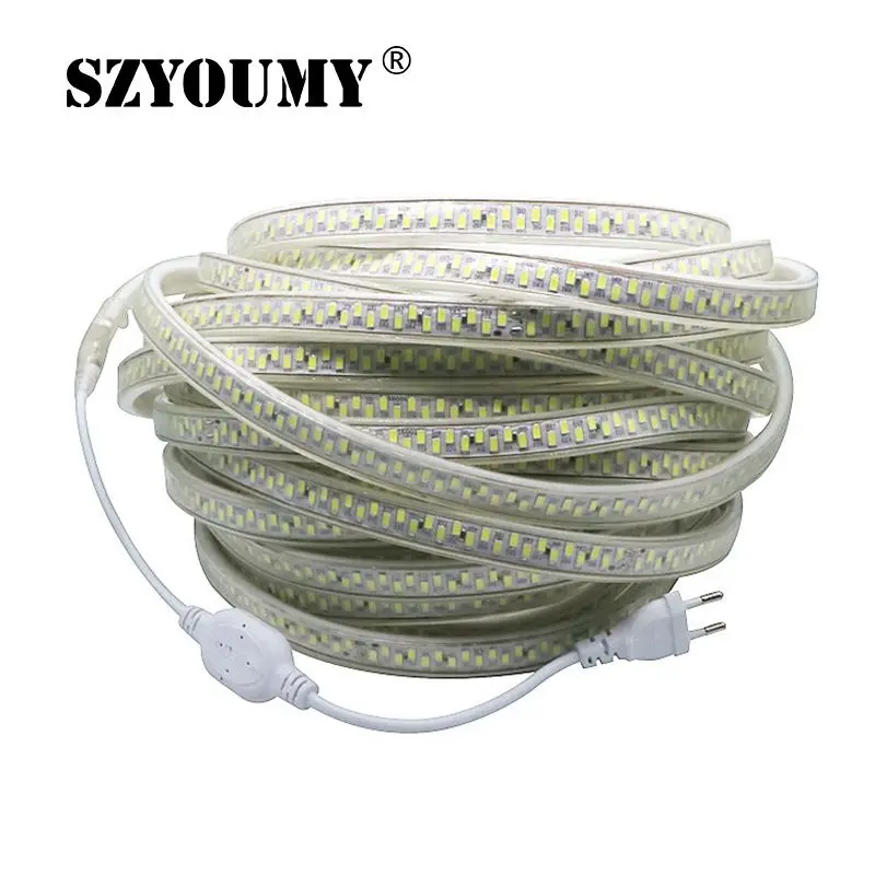 #Best SZYOUMY SMD 5730 220V Led Strip Light 180 Leds M Waterproof IP67 Led Tape Ribbon Light With EU Power Plug 50M Lot