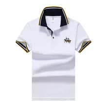 Bordados dos homens Camisa Plo de Alta Qualidade Camisas de Algodo Listrado Casuais Polo, размер m-8XL;