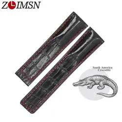 ZLIMSN Новая мода черный бамбук шаблон ремешок из крокодиловой кожи для мужчин и женщин индивидуальные размеры 20 мм 22 24