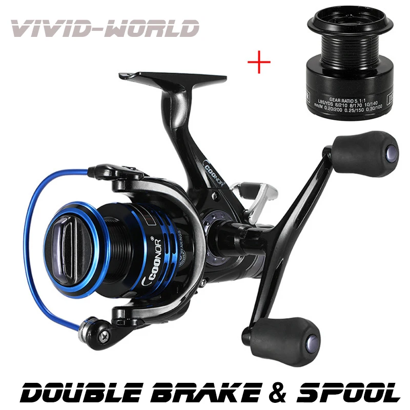 

2018 New Double Brake Front and Rear Drag reels Fishing Reel Double Spool Carp Fishing Feeder Spinning Reel Reel Fishing