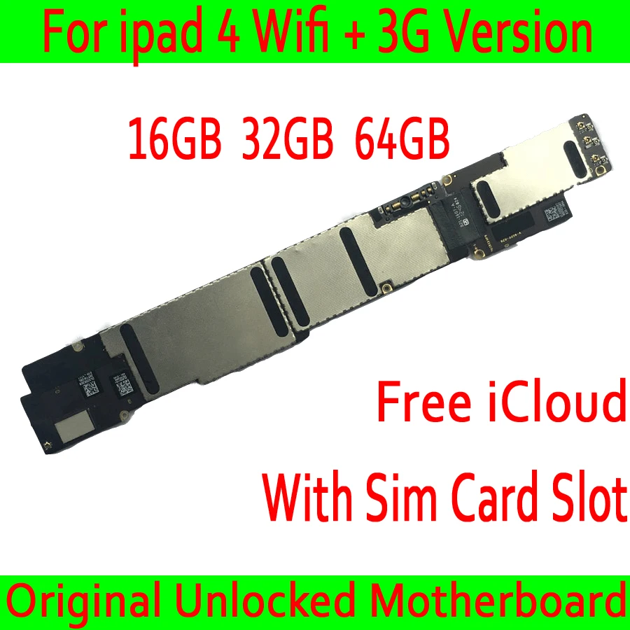 Для iPad 4 материнская плата Wifi + версия 3G со слотом для sim карты 100% Оригинал