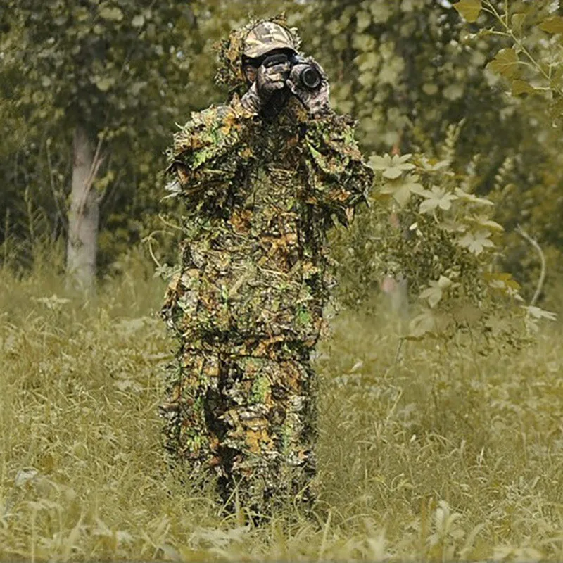 Охота ghillie Костюмы 3D Кленовый лист бионические маскировочные костюмы Yowie Снайпер birdwatch страйкбол камуфляж одежда+ куртка брюки для CS