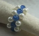 blue with white pearl beaded napkin ring holder | Дом и сад