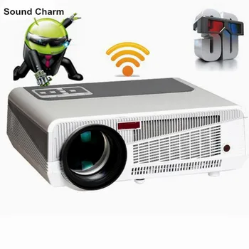 Beste Nieuwste 5500 lumen Android4.4 HD LED Wifi Slimme Projector 230 w 3D home theater LCD Video Proyector TV Beamer met bluetooth 4.0