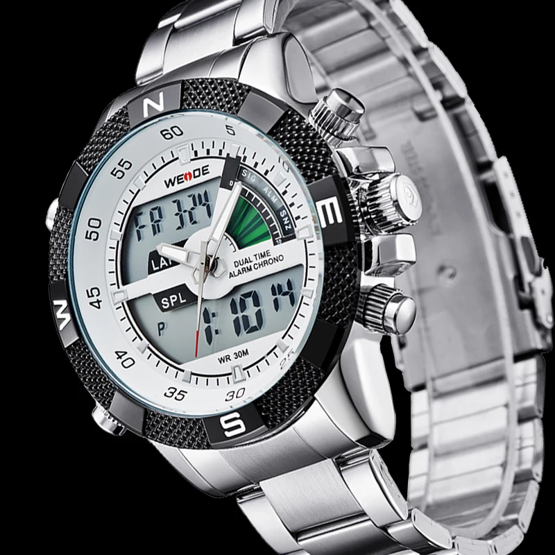 WEIDE мужские кварцевые аналоговые светодиодные часы Роскошные модные спортивные