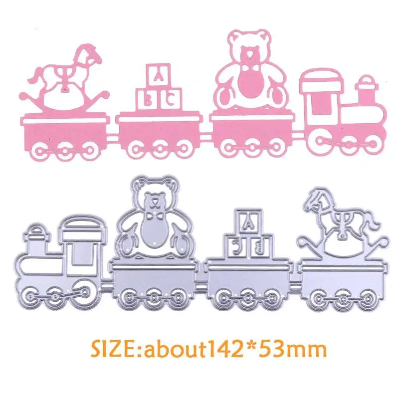 

New Cartoon Toy Bear Train Metal Cutting Dies Stencils DIY Scrapbooking Embossing Paper Card Maker Album Decorative Cut Template