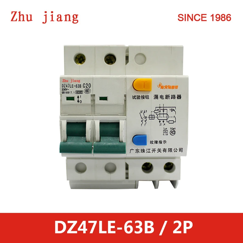 Earth leakage circuit breaker 2P 63A RCBO-combine SPD
