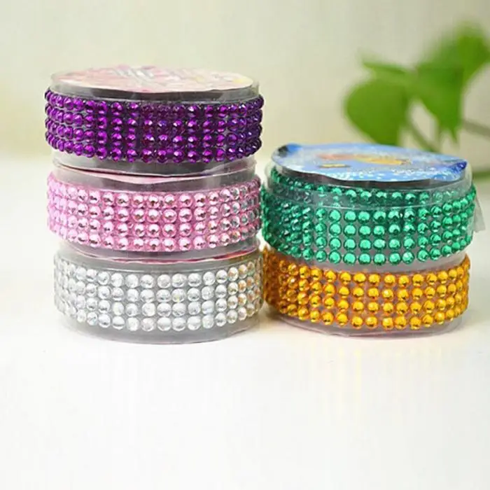 Fashion Lovely High Quality Self-Adhesive Acrylic Rhinestones Stick On Scrap Booking Craft Sticker Tape 669