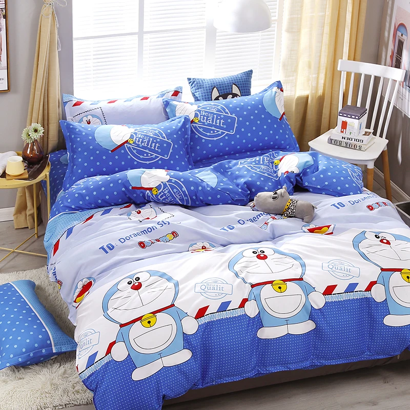 

4pcs/set Cartoon Doraemon Printing High Quality Bedding Set Bed Linings Duvet Cover Bed Sheet Pillowcases Cover Set