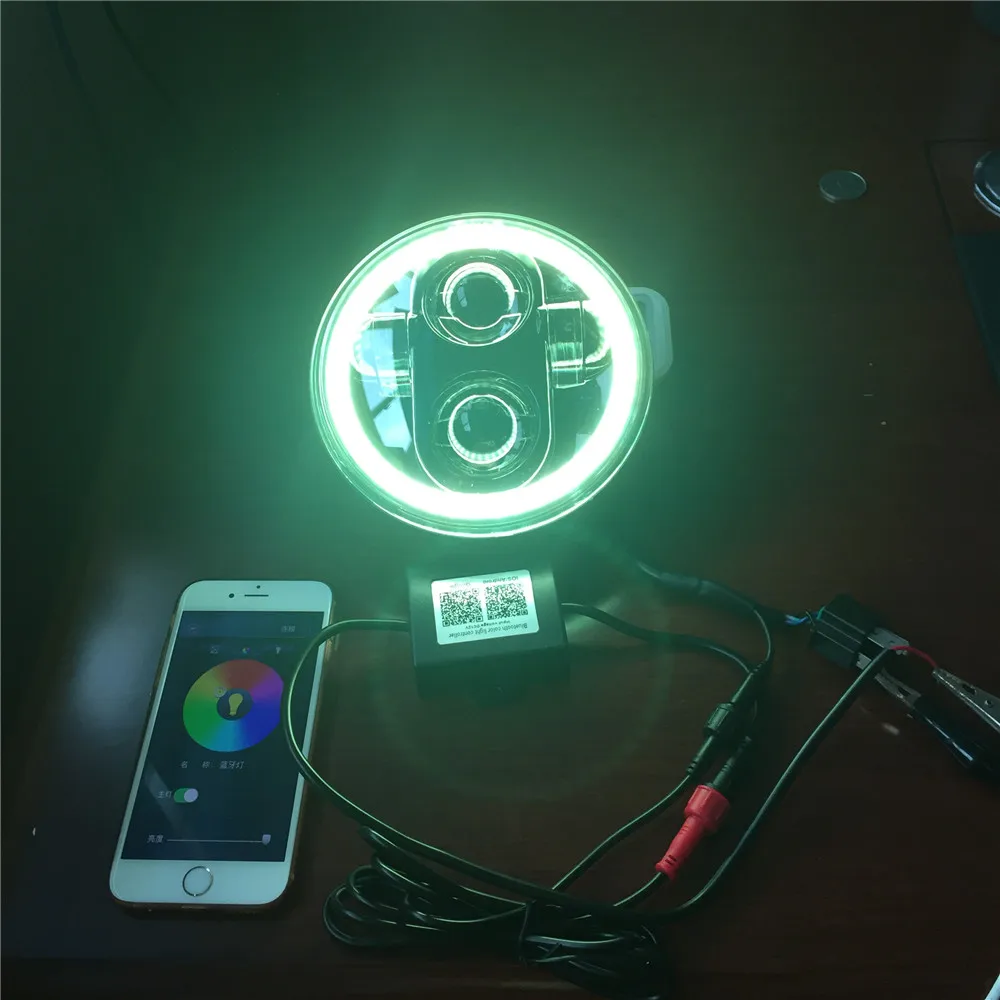  5-3/4 RGB Multi-Color White Red Blue Green LED Halo Angel Eye Headlights 5.75 inch LED Projection m - 32816633348