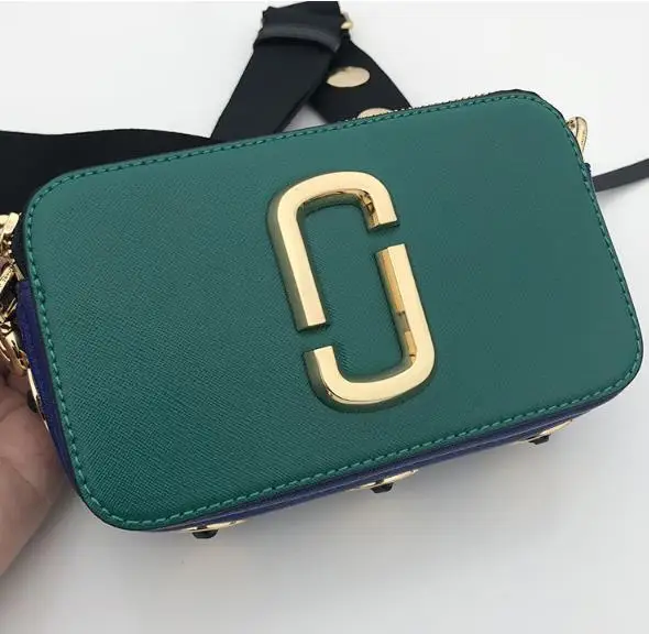

New rivet color matching camera bag wide shoulder strap one shoulder slung European and American fashion leather handbag