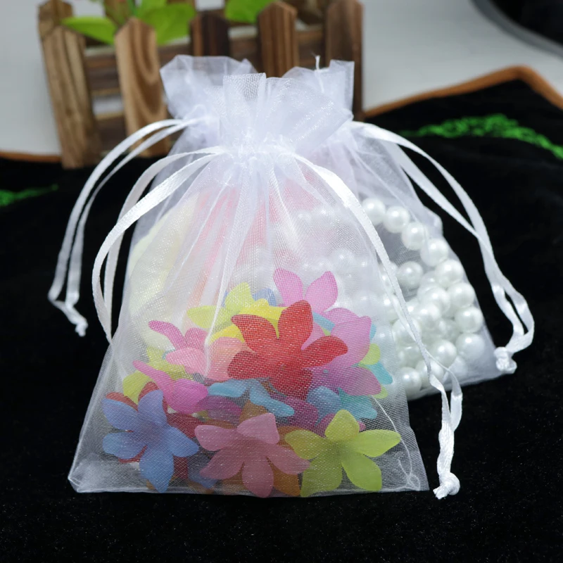 100 шт Высокое качество 17x23 см большой мешок из органзы Белый цвет свадебный подарок конфеты мешок для подарков, упаковка для ювелирных изделий сумки