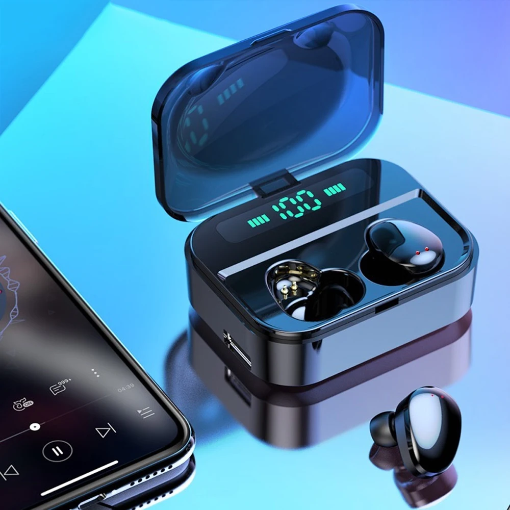

TWS Bluetooth Earphone IP7 LED Wireless 6D Stereo HiFi Wireless Earbus Gaming Headset with Microphone Mini Power Bank