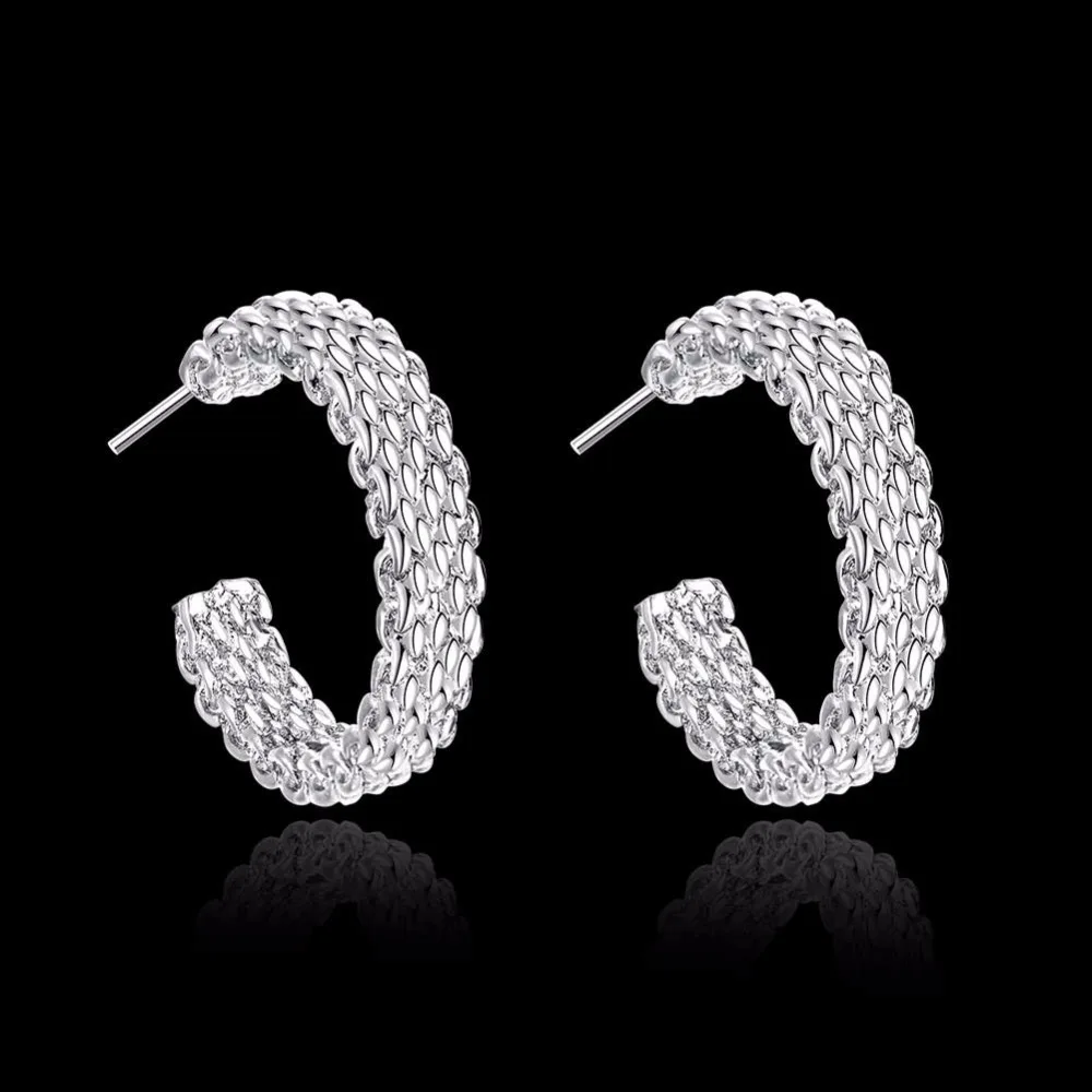 CHUKUI women silver round hoop earrings woman wholesale free shipping christmas gifts fashion jewelry metal half hoop earing  (3)